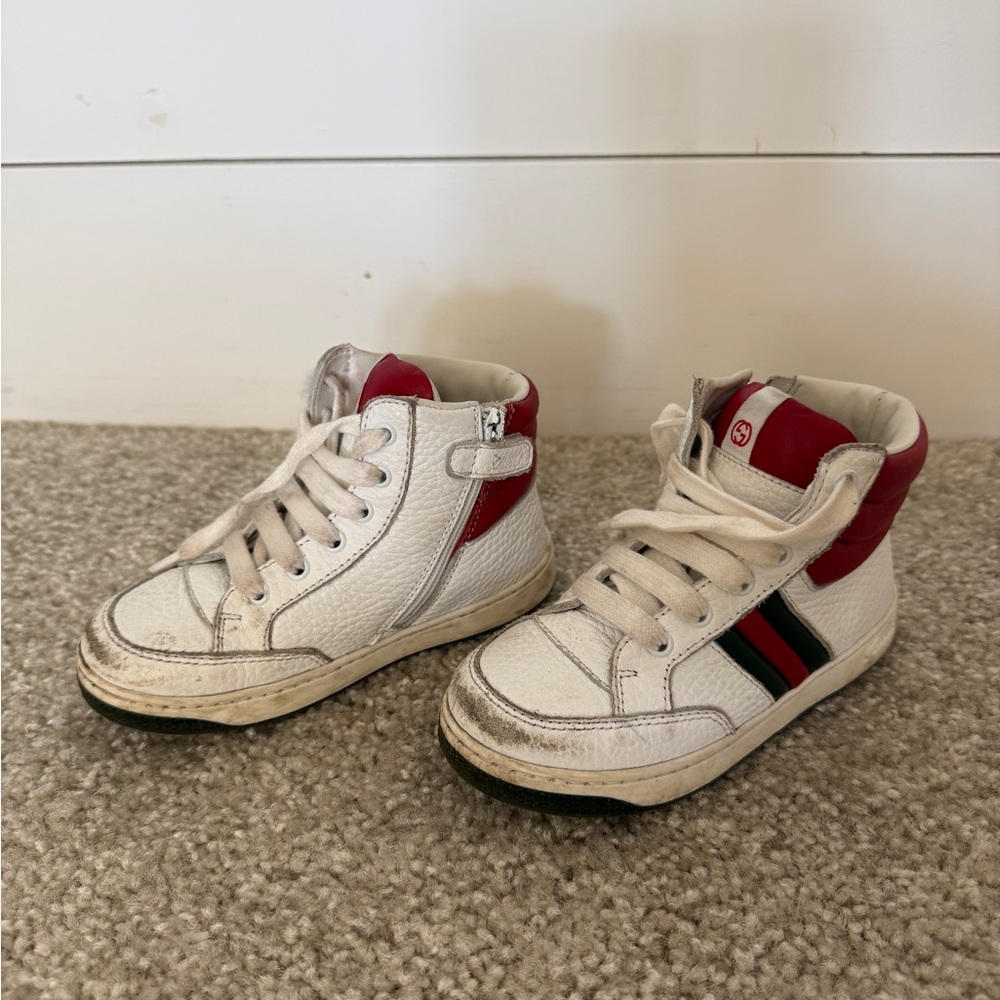 Gucci Kids High-Top Sneakers - White and Red